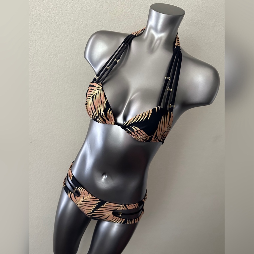 3pc Beach Bunny Palm Leaf Reversible Bikini